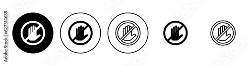 Stop icon set. stop road sign. hand stop icon vector