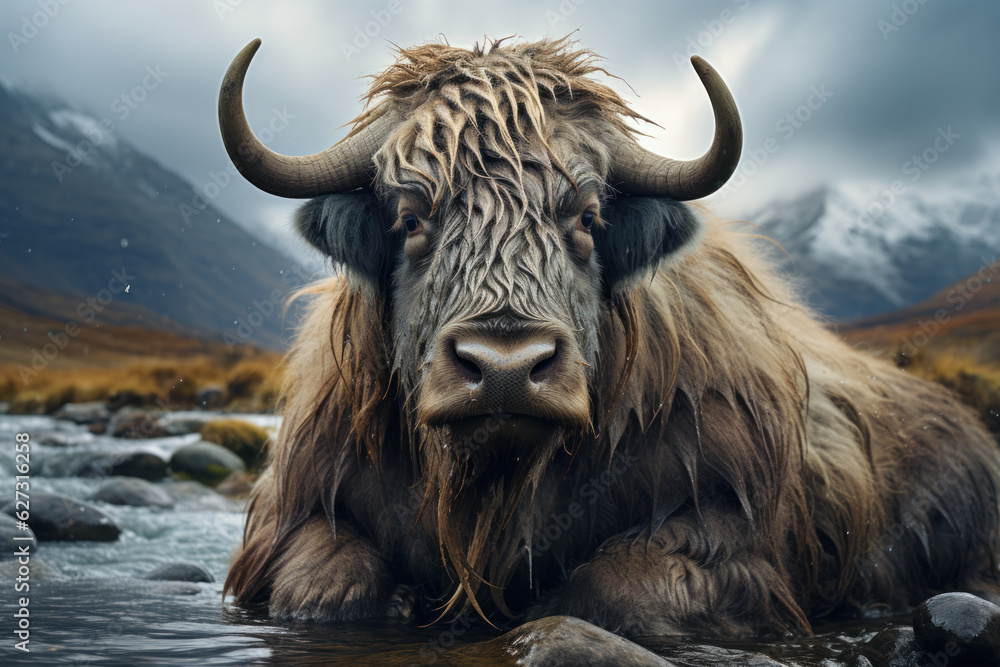 Naklejka premium Yak, Wildlife Photography, Generative AI