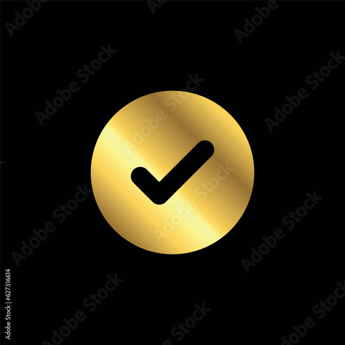 Gold Color Check Mark Checklist Badge Sticker Vector Template