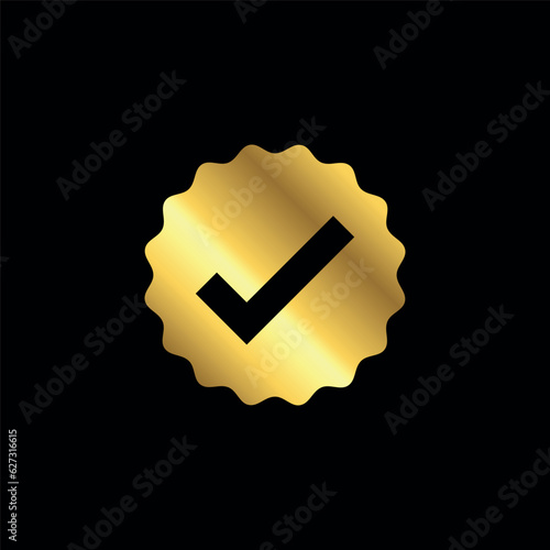Gold Color Check Mark Checklist Badge Sticker Vector Template
