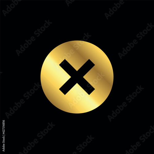 Gold Color Cross Sign Cancel Denial Icon Vector