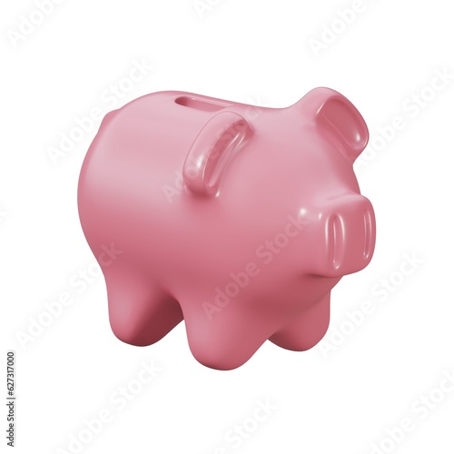 3d piggy bank isolated on white background.