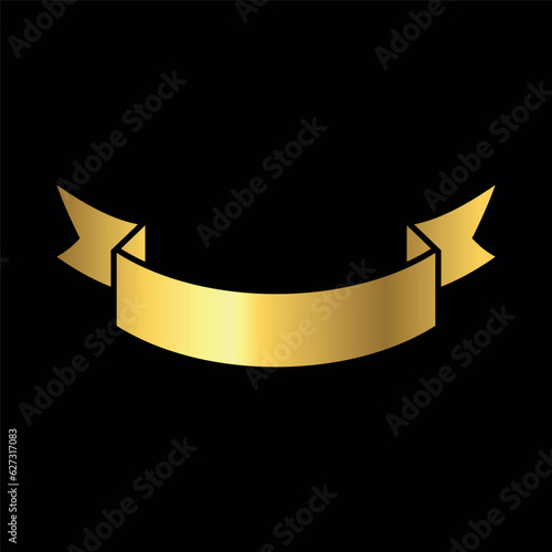 Gold Color Blank Ribbons in Flat Style Vector Template