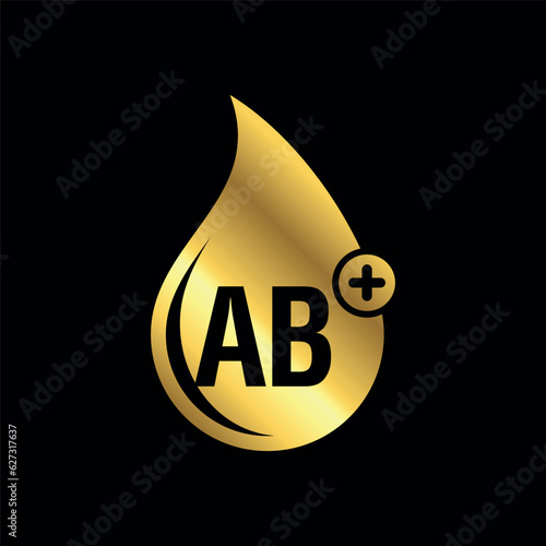 Gold Color Blood Group, Blood Type Medical Icon Vector