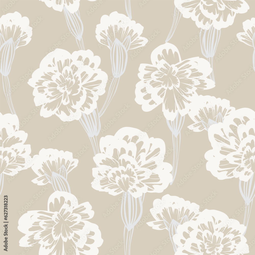 Neutral Colour Botanical Floral Seamless Pattern Design Neutral Colour Botanical Floral Seamless Pattern Design
