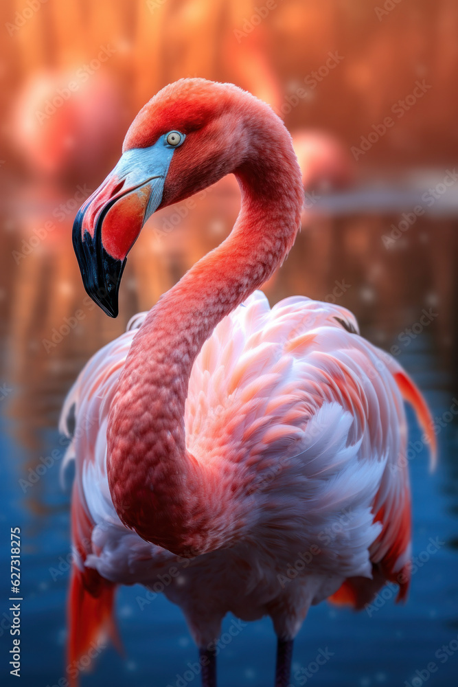 Obraz premium Flamingo, Wildlife Photography, Generative AI