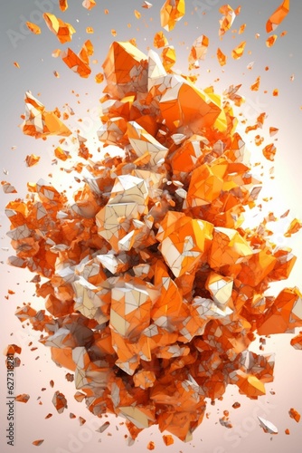 An orange and white low polygon explosion