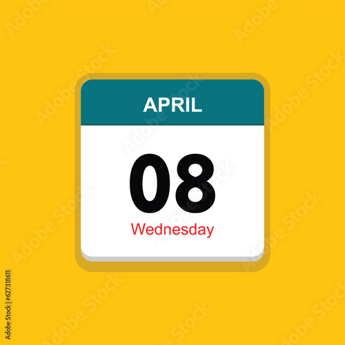 wednesday 08 april icon with yellow background, calender icon © fuad chasan
