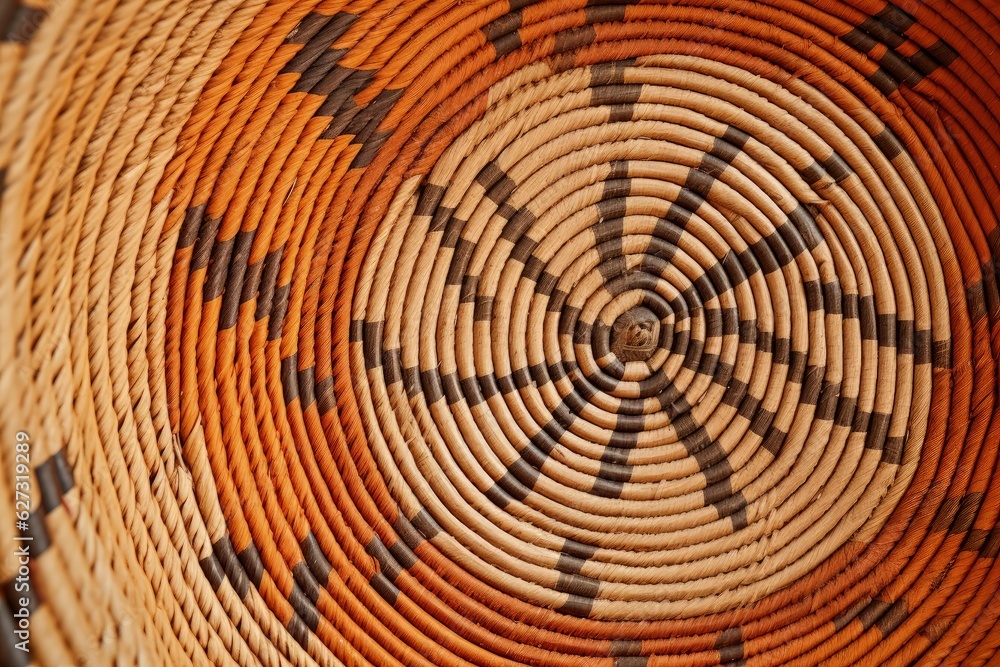 Indigenous handicraft, basket made with coconut straw. Generative AI Indigenous handicraft, basket made with coconut straw. Generative AI