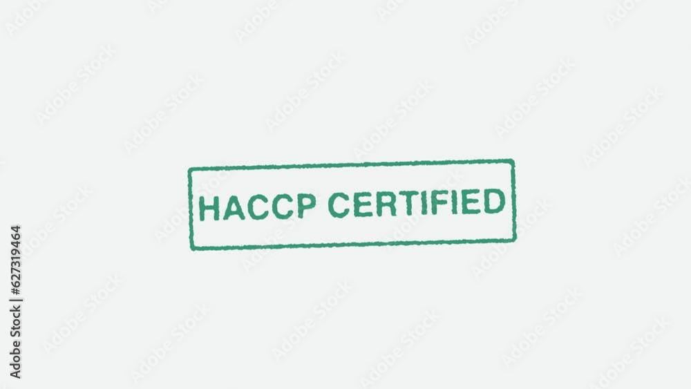 Close Up Real Hand Stamping HACCP Certified Stamp on White Background Close Up Real Hand Stamping HACCP Certified Stamp on White Background