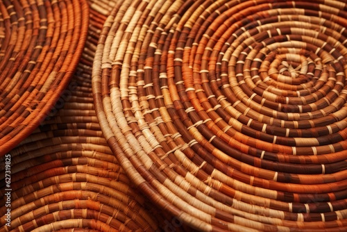 Indigenous handicraft  basket made with coconut straw. Generative AI