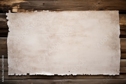 Old paper on wooden background, wild west concept, space for writing. Generative AI