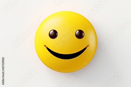 Yellow circular smiling face, emoji style, white background. Generative AI