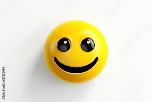 Yellow circular smiling face, emoji style, white background. Generative AI