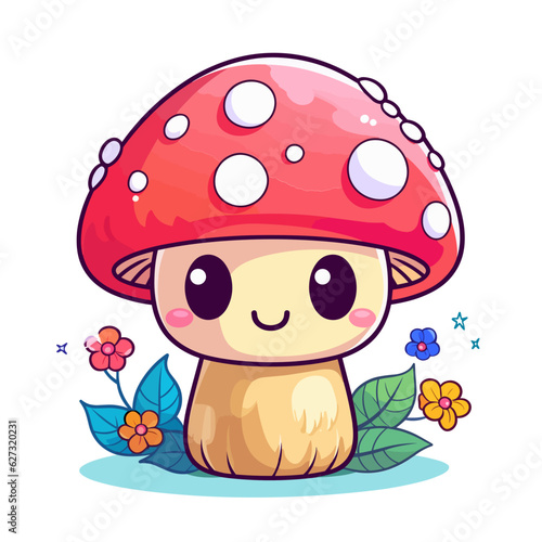  Kawaii Mushroom, cute, svg, sticker, nature, anime, toadstool