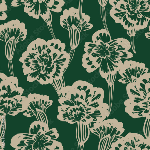 Green Botanical Floral Seamless Pattern Design
