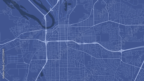 Detailed map poster of Montgomery, Alabama city, linear print map. Blue skyline urban panorama. Decorative graphic tourist map of Montgomery territory. photo