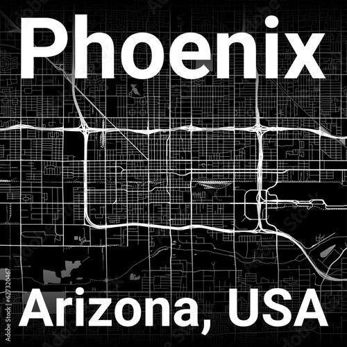 Phoenix city map, Arizona USA