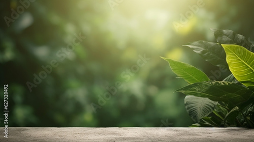 Jungle podium background created with generative Ai technologies