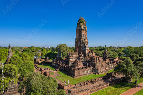 Photos Aerial view of in Ayutthaya temple, Wat Phra Ram in Phra Nakhon Si Ayutthaya, Historic park in Thailand