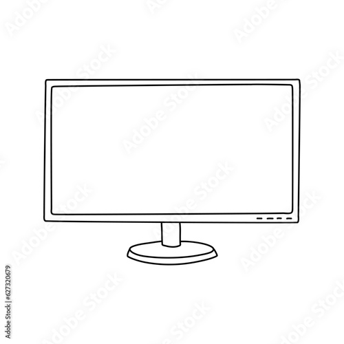 hand draw doodle pc monitor vector illustration computer