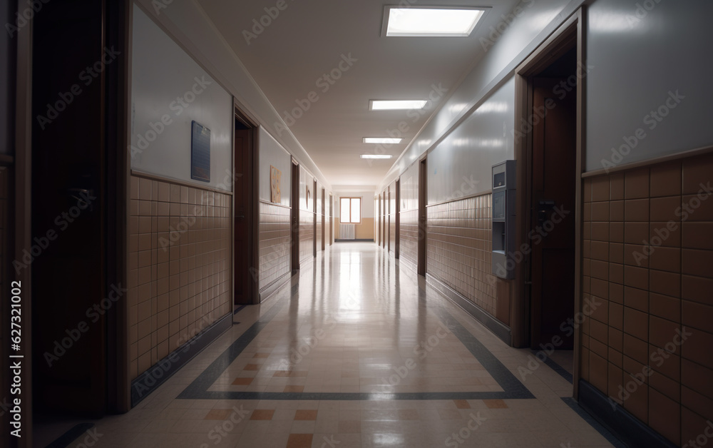 Corridor in school. AI, Generative AI