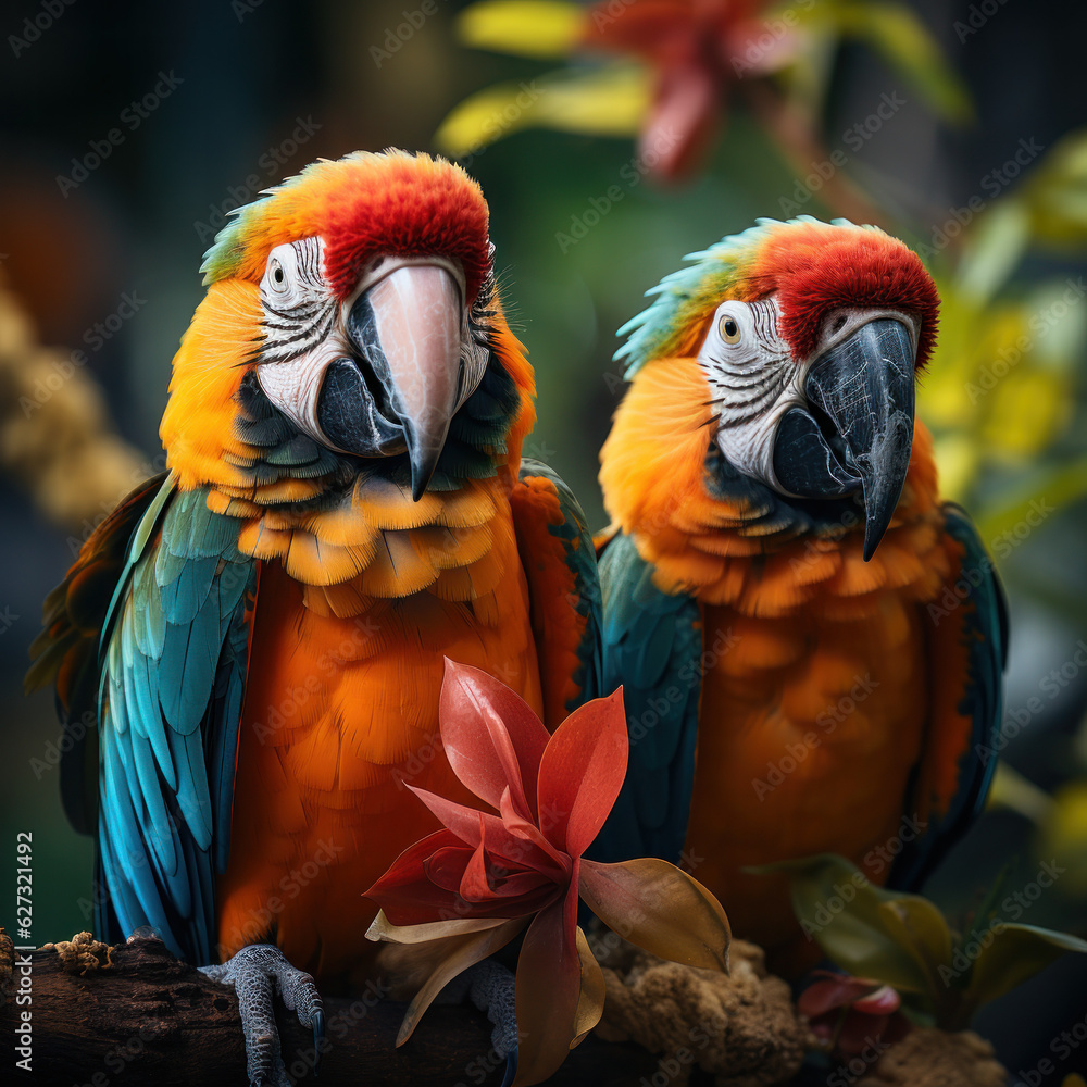 Fototapeta premium Parrot, Wildlife Photography, Generative AI