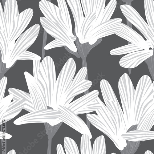 Monochrome Botanical Floral Seamless Pattern Design