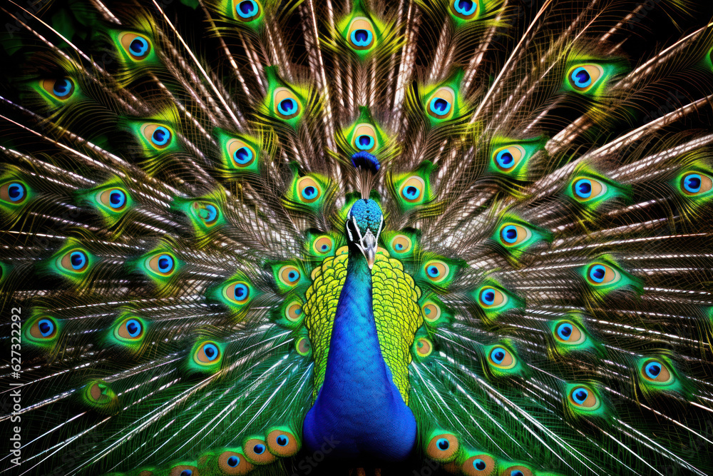 Fototapeta premium Peacock, Wildlife Photography, Generative AI