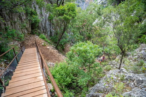 Sapadere canyon with wooden paths in the Taurus mountains near Alanya, Turkey