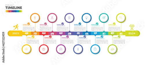 infographic Project timeline graph for 12 months modern diagram calendar, presentation vector infographic.