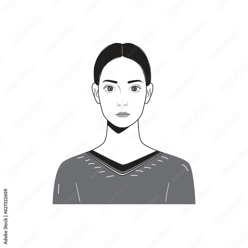 Woman-face avatar portraits vector illustration with a simple design in black and white style. You can use it for any project, and it's easy to edit color.