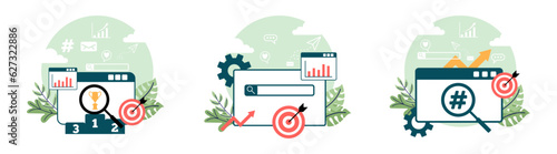 seo search engine optimization illustration flat design