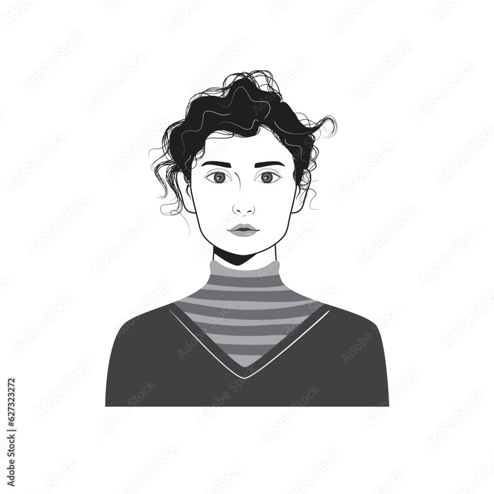 Woman-face avatar portraits vector illustration with a simple design in black and white style. You can use it for any project, and it's easy to edit color. Woman-face avatar portraits vector illustration with a simple design in black and white style. You can use it for any project, and it's easy to edit color.