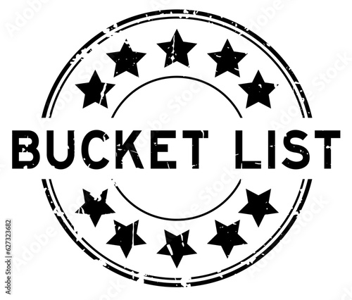 Grunge black bucket list word round rubber seal stamp on white background