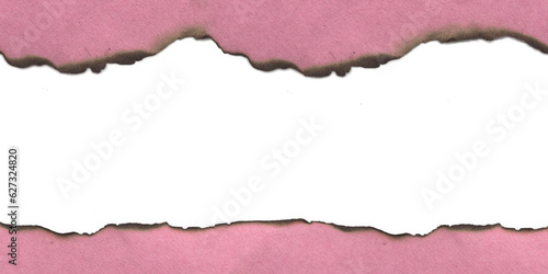 pink burn paper frame for text message on transparent background