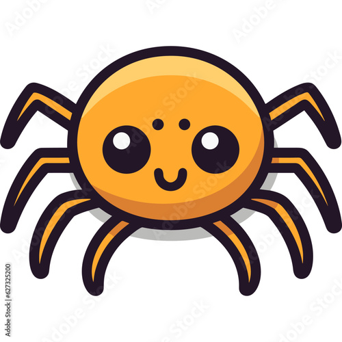 Cute friendly orange cartoon spider smiling vector