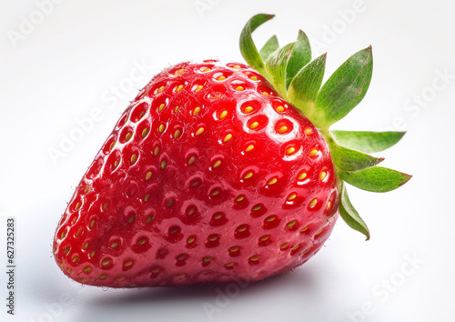 Fresh organic sweet strawberry on white background.Macro.AI Generative.