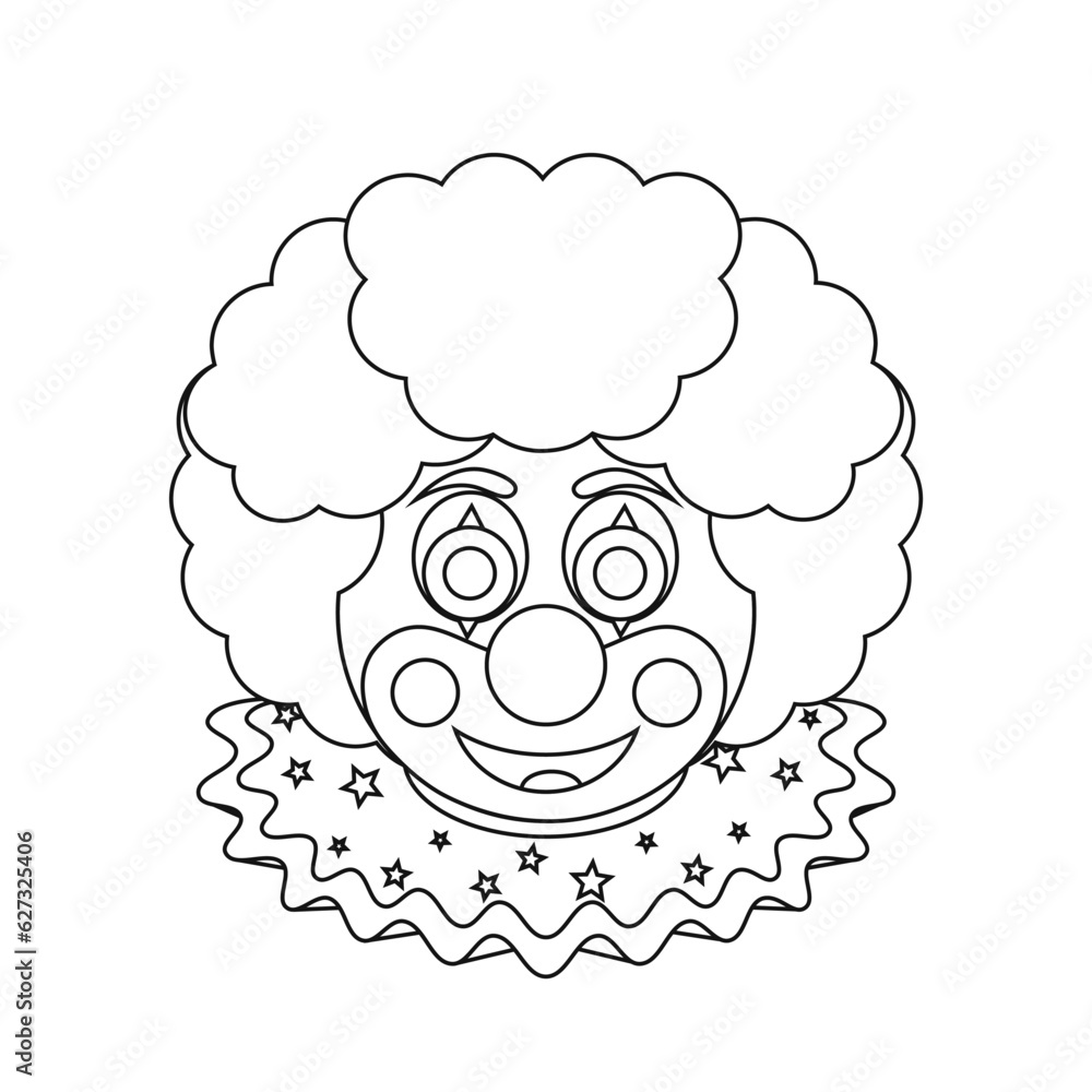 Smiling clown with funny wig coloring page. Smiling clown with funny wig coloring page.