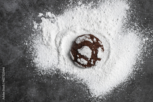 Chocolate crinkle cookies with powdered sugar