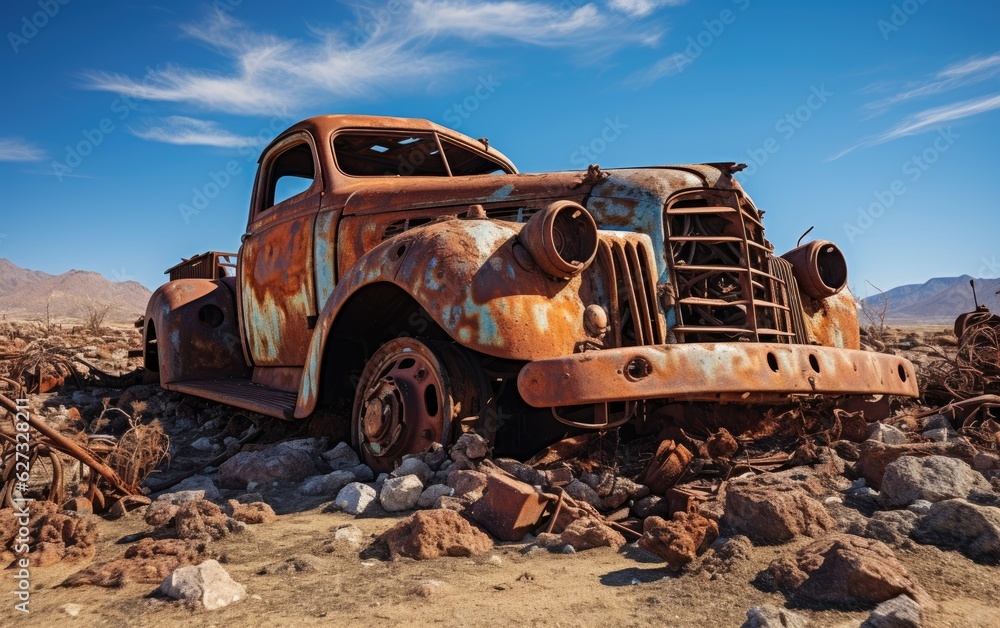 Fototapeta premium Old abandoned rusty truck.
