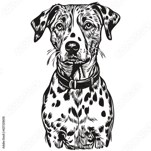 Dalmatian dog vector face drawing portrait, sketch vintage style transparent background realistic breed pet