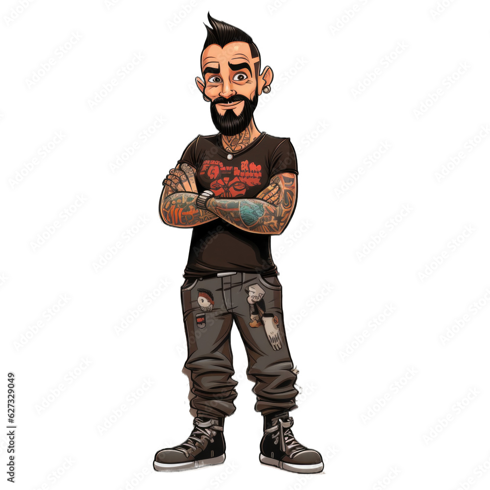 Tattoo Artist cartoon character isolated on transparent background. Generative AI Tattoo Artist cartoon character isolated on transparent background. Generative AI