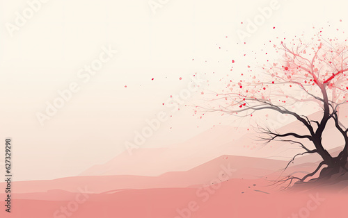 Cherry blossom branch in pink background.