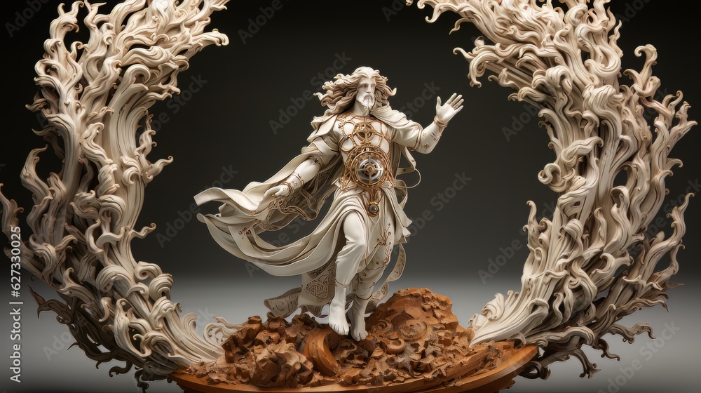 Robot jesus christ toy miniature made with generative AI Stock