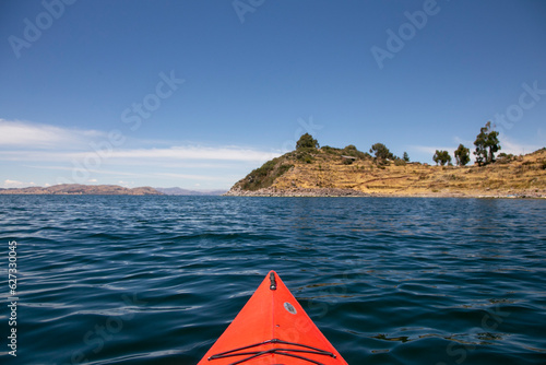 Kayaking on Lake Titicaca in Peru.