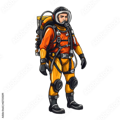 Scuba Diver Instructor cartoon character isolated on transparent background. Generative AI