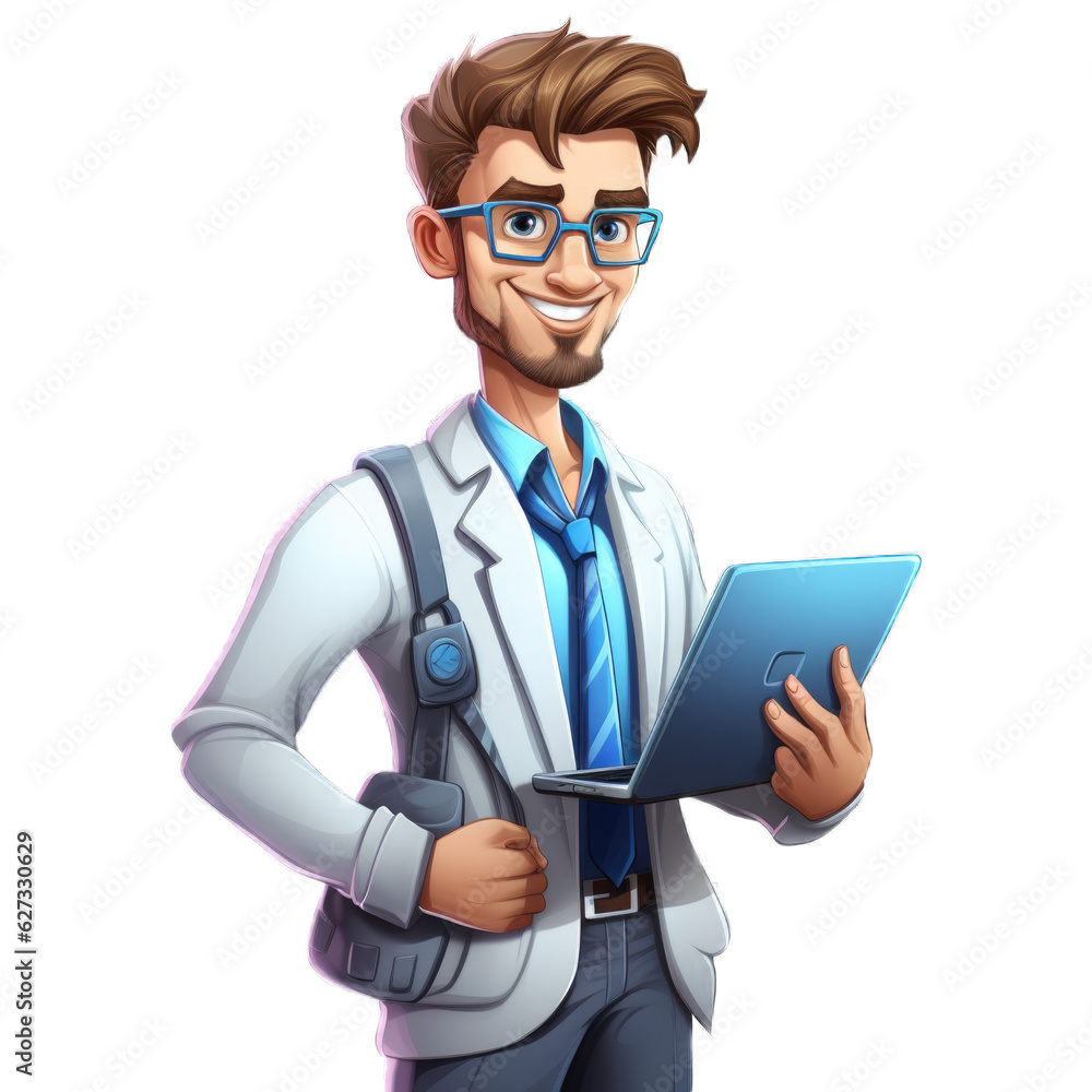 IT Specialist cartoon character isolated on transparent background. Generative AI