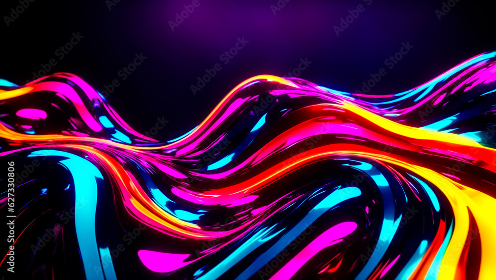 3d render, abstract minimal neon background with a glowing wavy line 3d render, abstract minimal neon background with a glowing wavy line