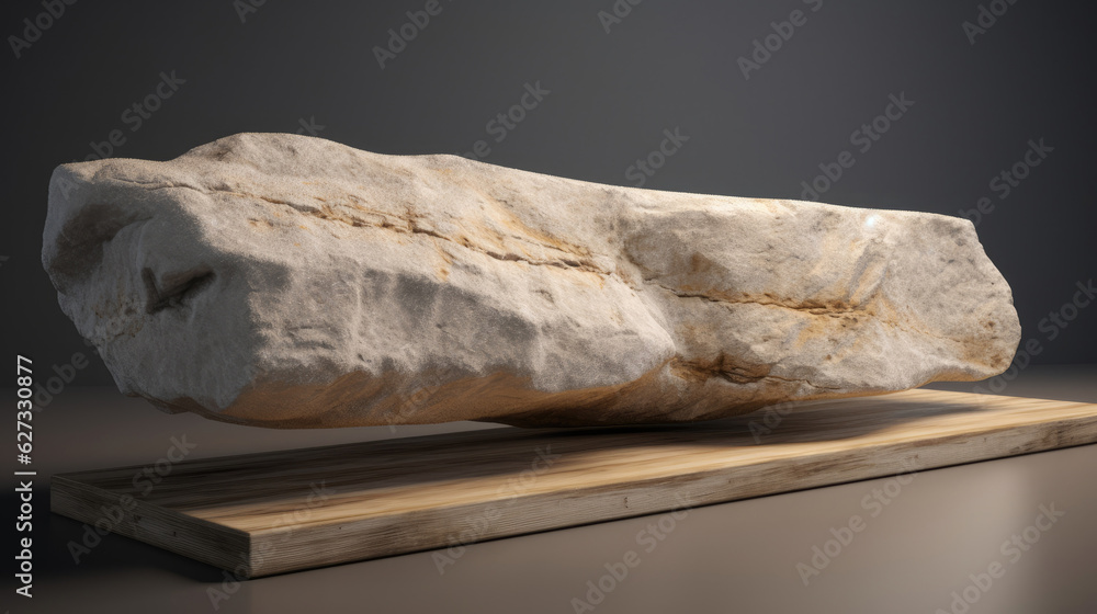  marble stone on a wooden board with a gray background